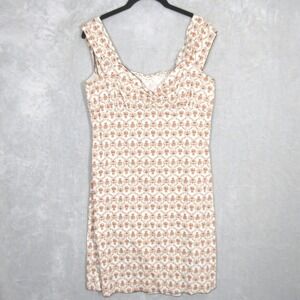 Kara Line Cottagecore Floral Dress Tan Brown Sleeveless Mini Casual